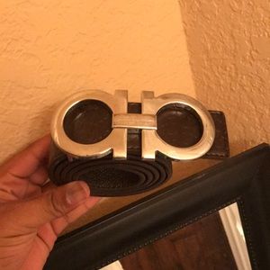 Ferragamo belt brown/silver